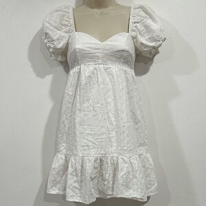 H&M White Textured Mini-Dress